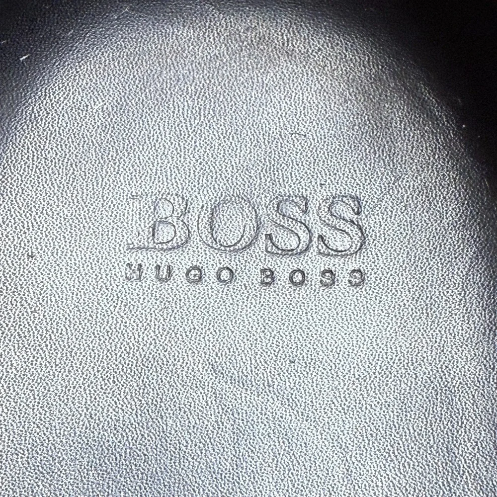 HUGO BOSS Dress Loafers Mens 9 Black Leather Square Toe
